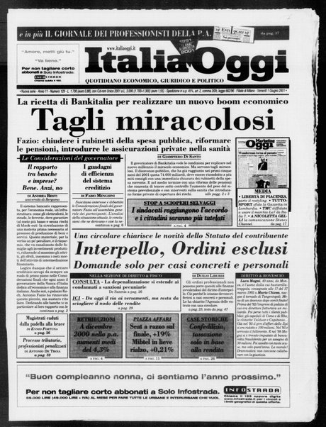 Italia oggi : quotidiano di economia finanza e politica